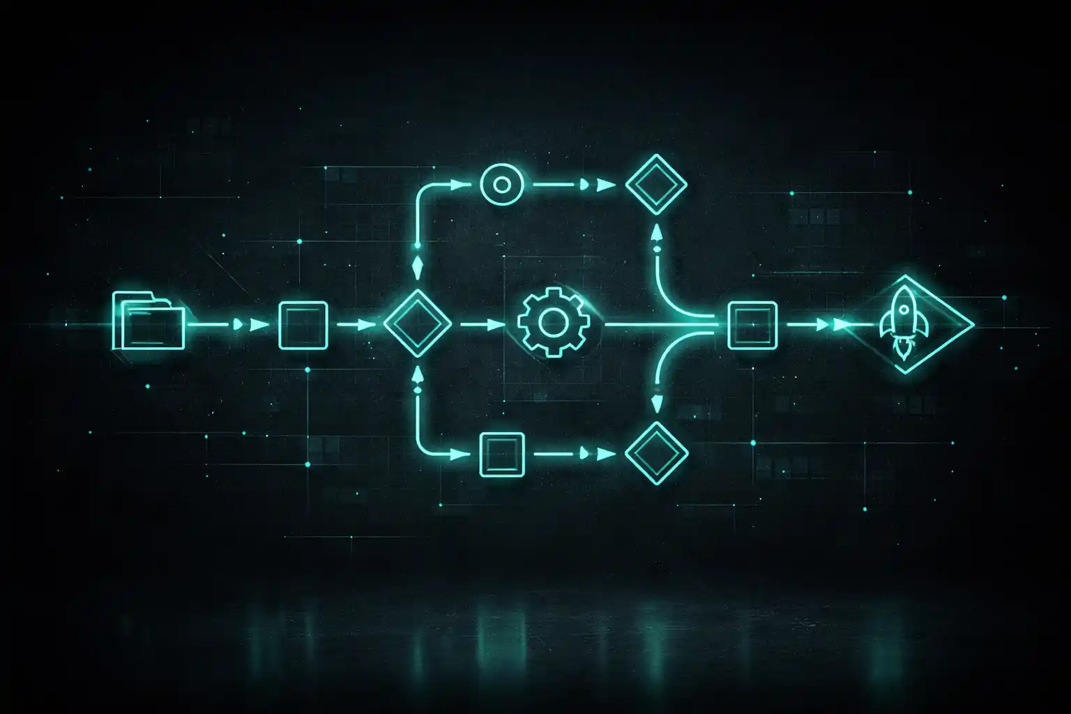 Futuristic development workflow diagram